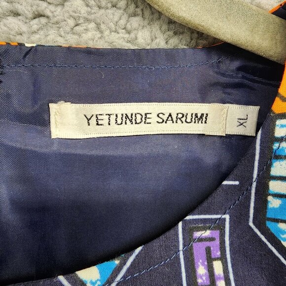 Vibrant Orange and Blue Patterned Skirt - Picture 2 of 16